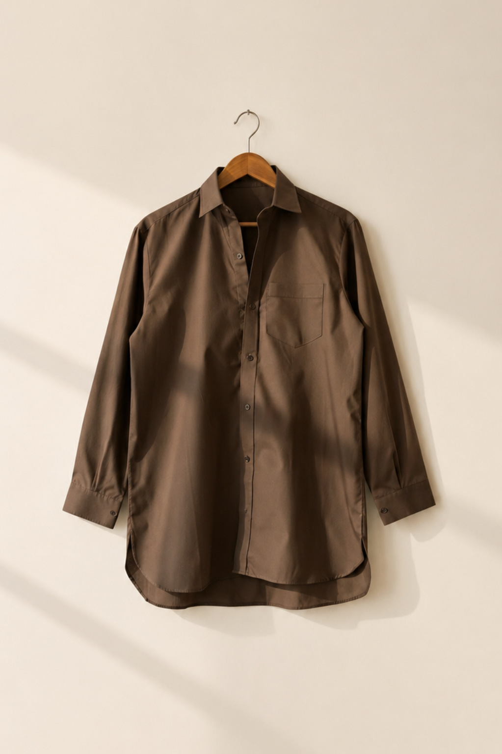 Coffee Brown Oversized Button-Down Shirt