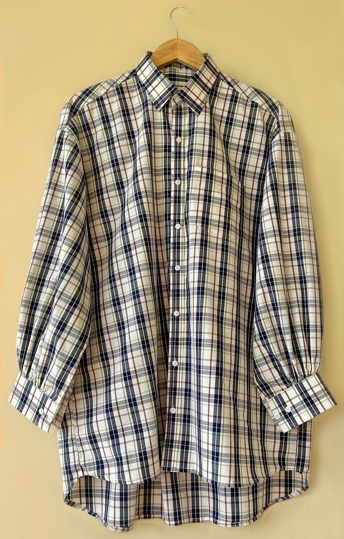 Blue check oversized button-down shirt