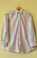 Multi striped oversized button-down shirt