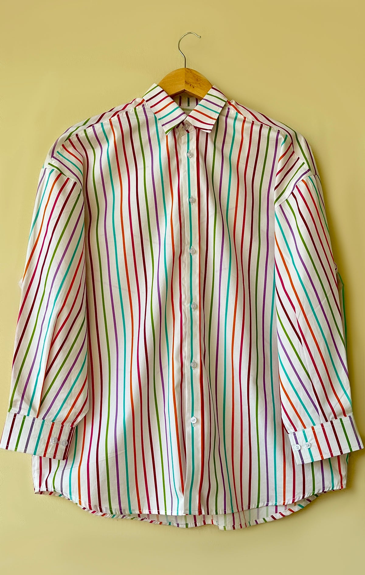 Multicolor striped oversized button-down shirt