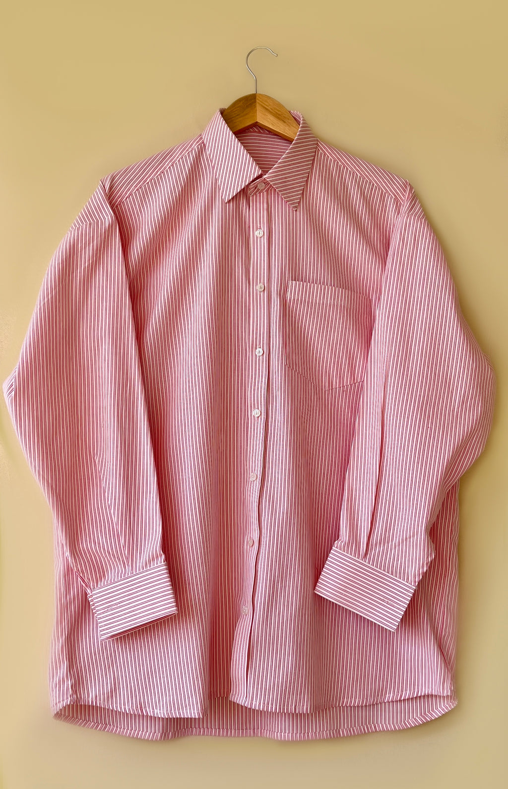 Pink striped oversized button-down shirt