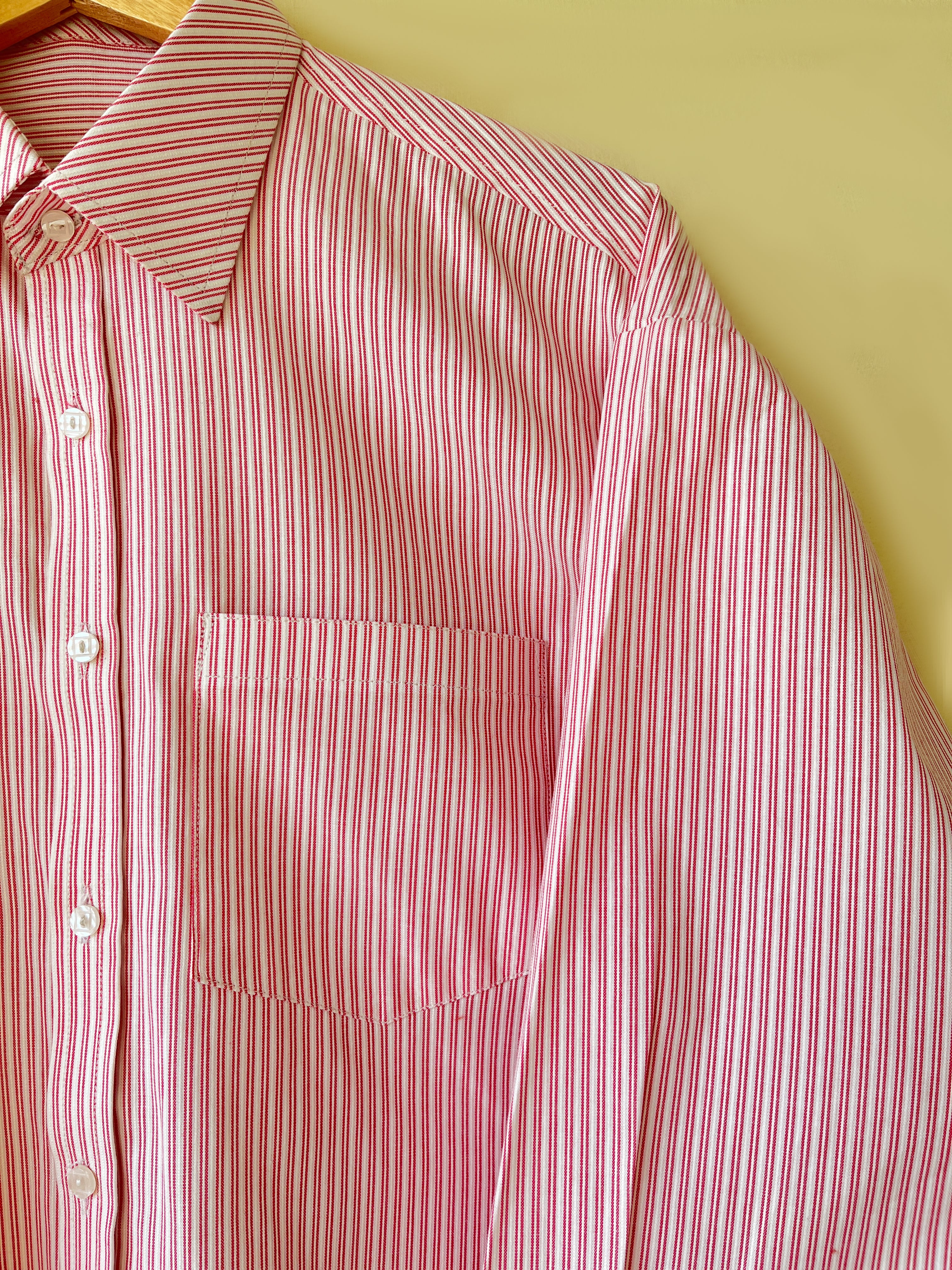 Pink striped oversized button down shirt