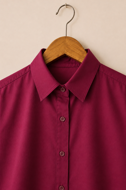 Burgundy Oversized Button-Down Shirt