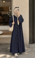 Midnight Blue Striped Oversized Abaya Shirt