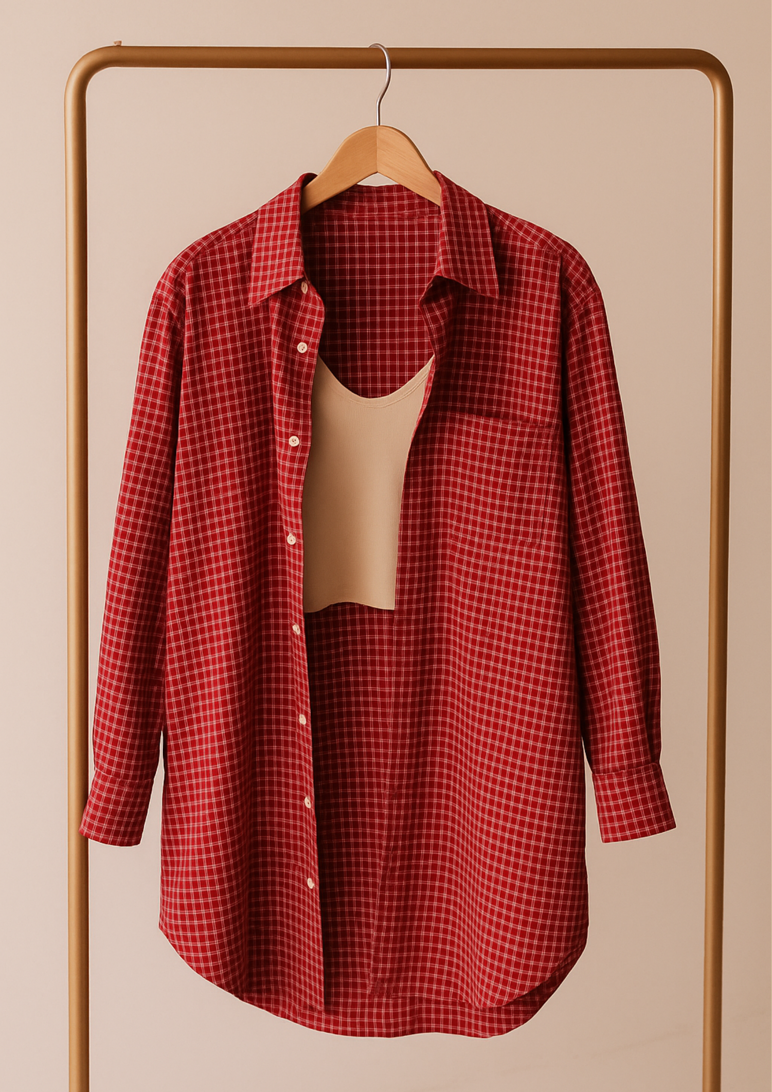 Cherriette Check Oversized Button-Down Shirt