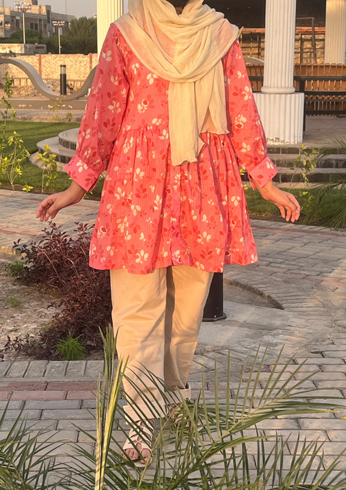 Blush Bloom Button-Down Peplum