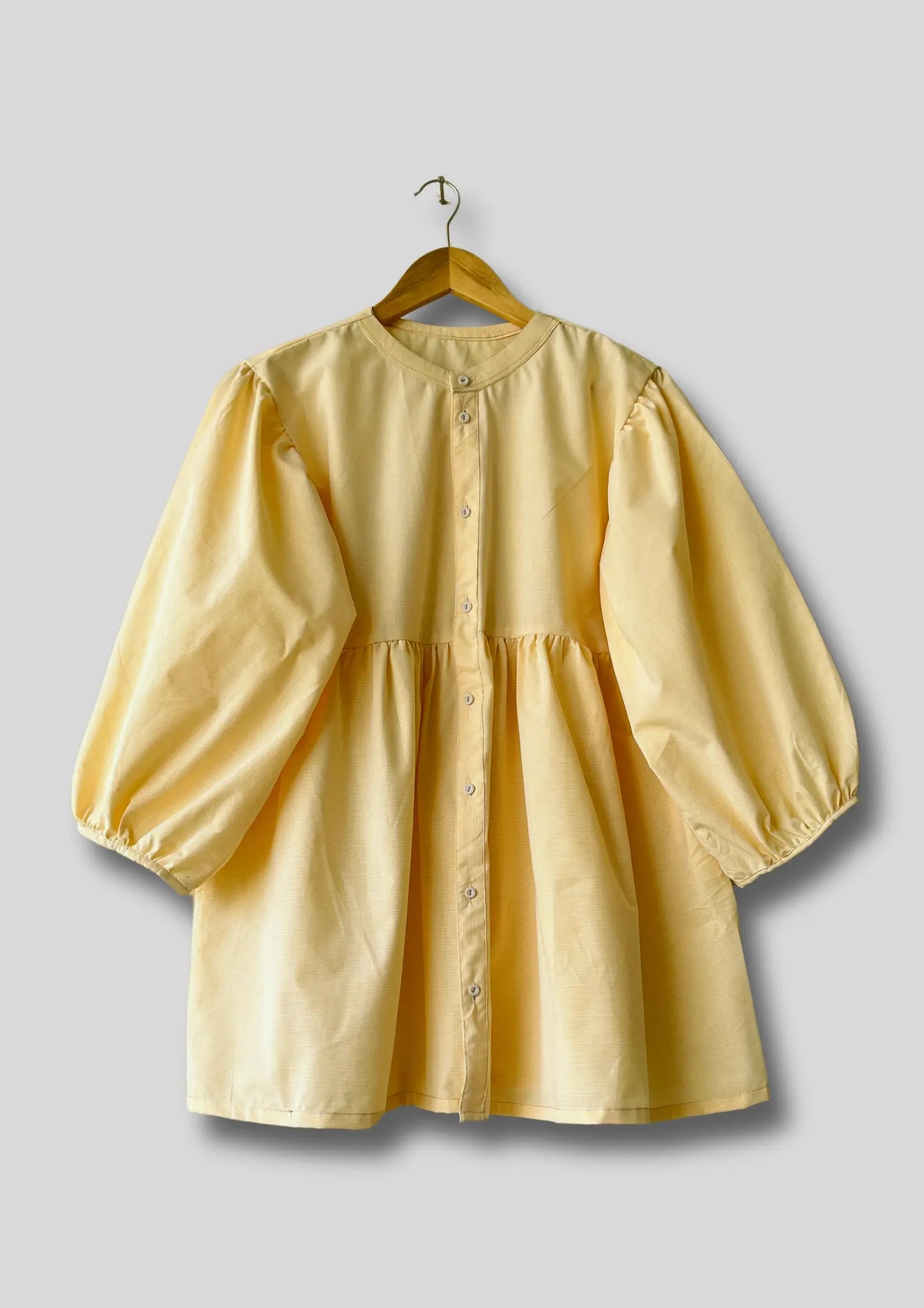 Sunlight Haze Button-Down Peplum