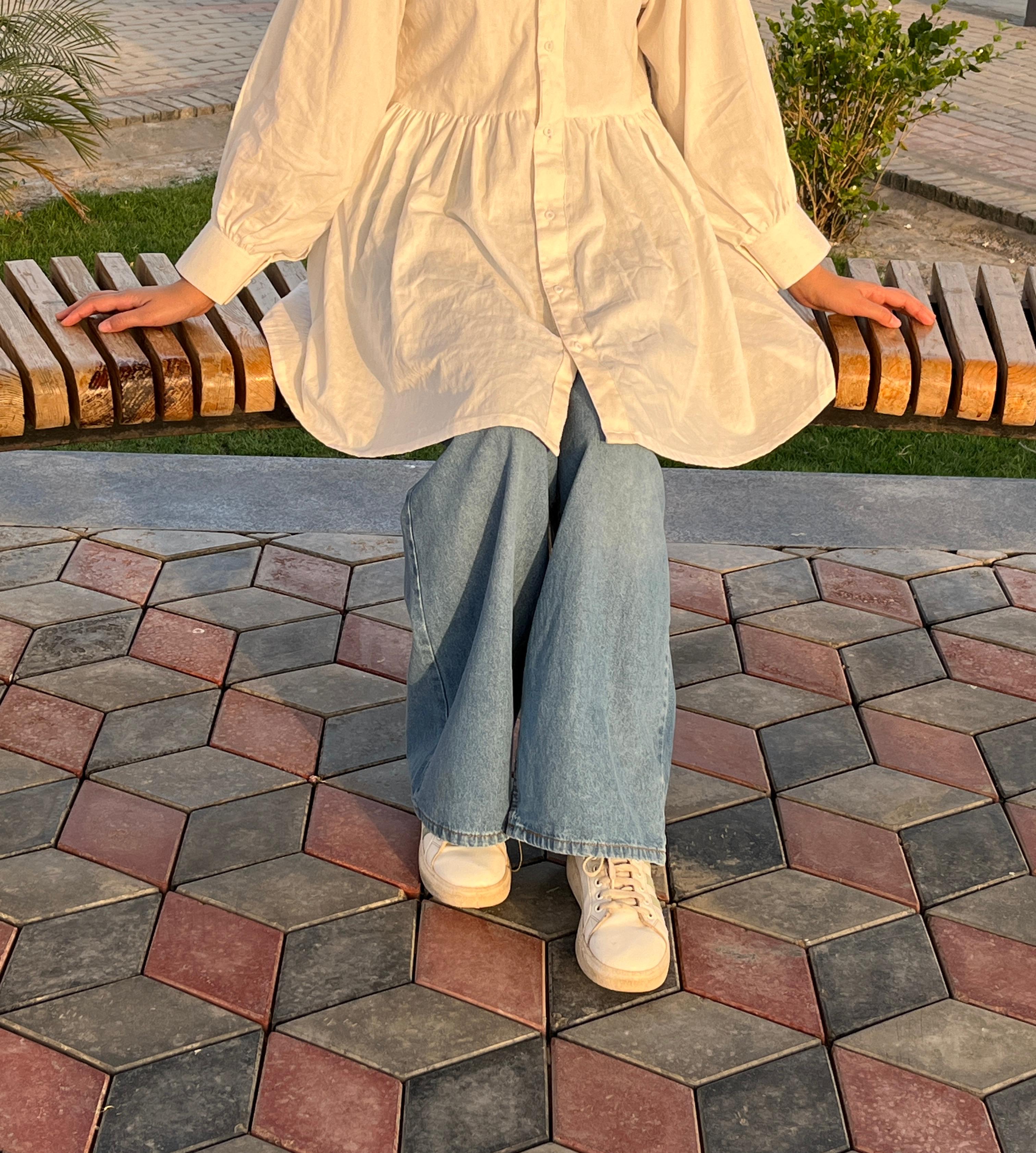 Ivory Breeze Button-Down Peplum