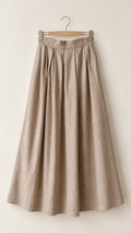 Beige Pleated A-Line Skirt