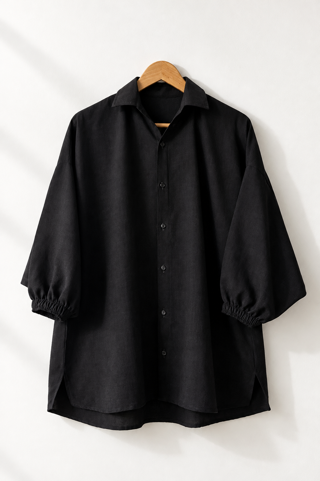 Boxy Black Button-Down Shirt